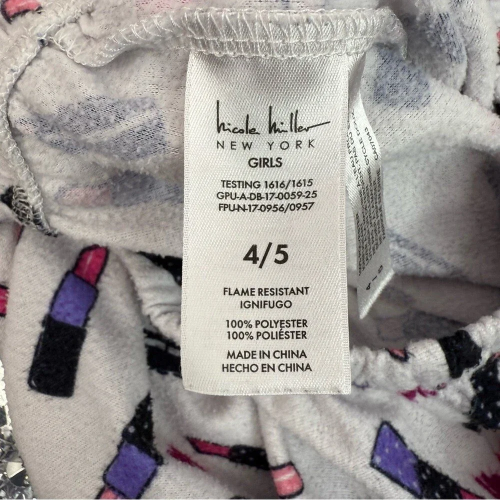 Nicole Miller pants makeup White Pajama Pants with Pink & Purple Lipstick Print